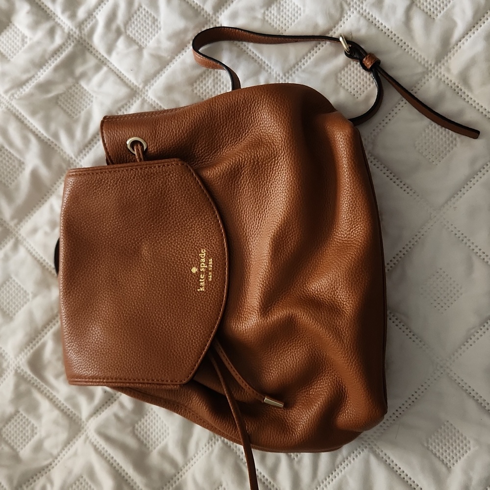 Cognac Kate Spade leather backpack purse